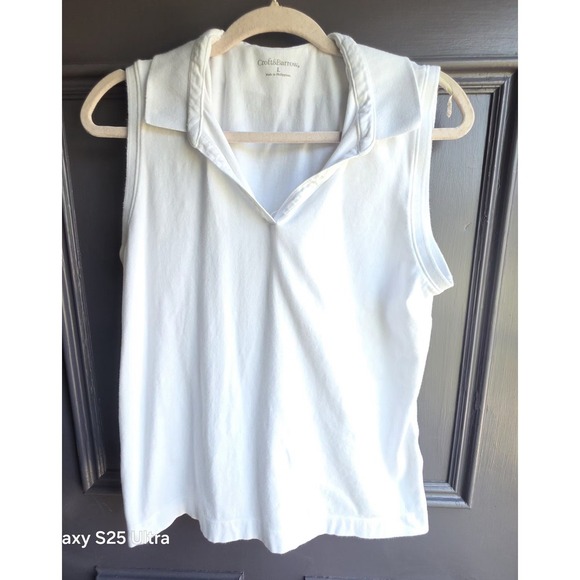 croft & barrow Tops - Croft & Barrow Tank Top Sleeveless Collar Neck White 84% Cotton L Basic